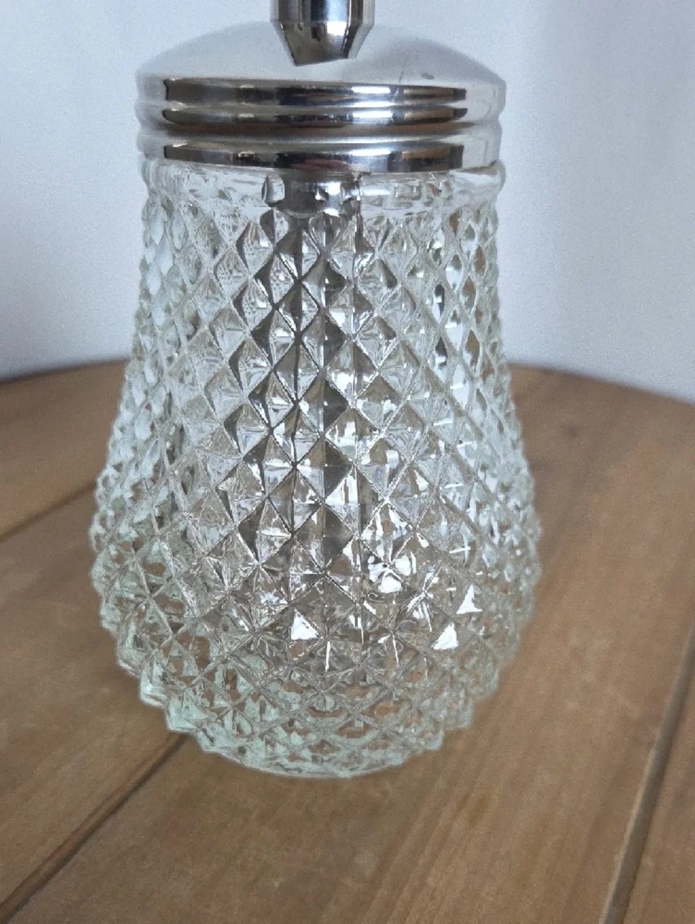 Clear Glass Sugar Dispenser with Silver Lid
